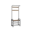 Coat Rack Stand – Steel – Hazelnut Brown and Black – Free Standing with Shoe Storage Bench