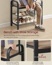 Coat Rack Stand – Steel – Hazelnut Brown and Black – Free Standing with Shoe Storage Bench
