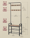 Coat Rack Stand – Steel – Hazelnut Brown and Black – Free Standing with Shoe Storage Bench