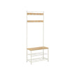 Coat Stand – Wood – Natural – With Shoe Storage Bench