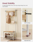 Coat Stand – Wood – Natural – With Shoe Storage Bench
