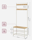 Coat Stand – Wood – Natural – With Shoe Storage Bench