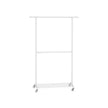 Adjustable Clothes Rack – Metal – Industrial Gray – Double Rail with Storage Shelf on Wheels