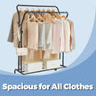 Clothing Rack – Metal – Black – Double-Rod with Wheels and Shelf, Heavy-Duty 100 kg Capacity