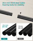 Double-Rail Clothes Rack – Heavy-Duty Metal – Black – Mobile with Shelf