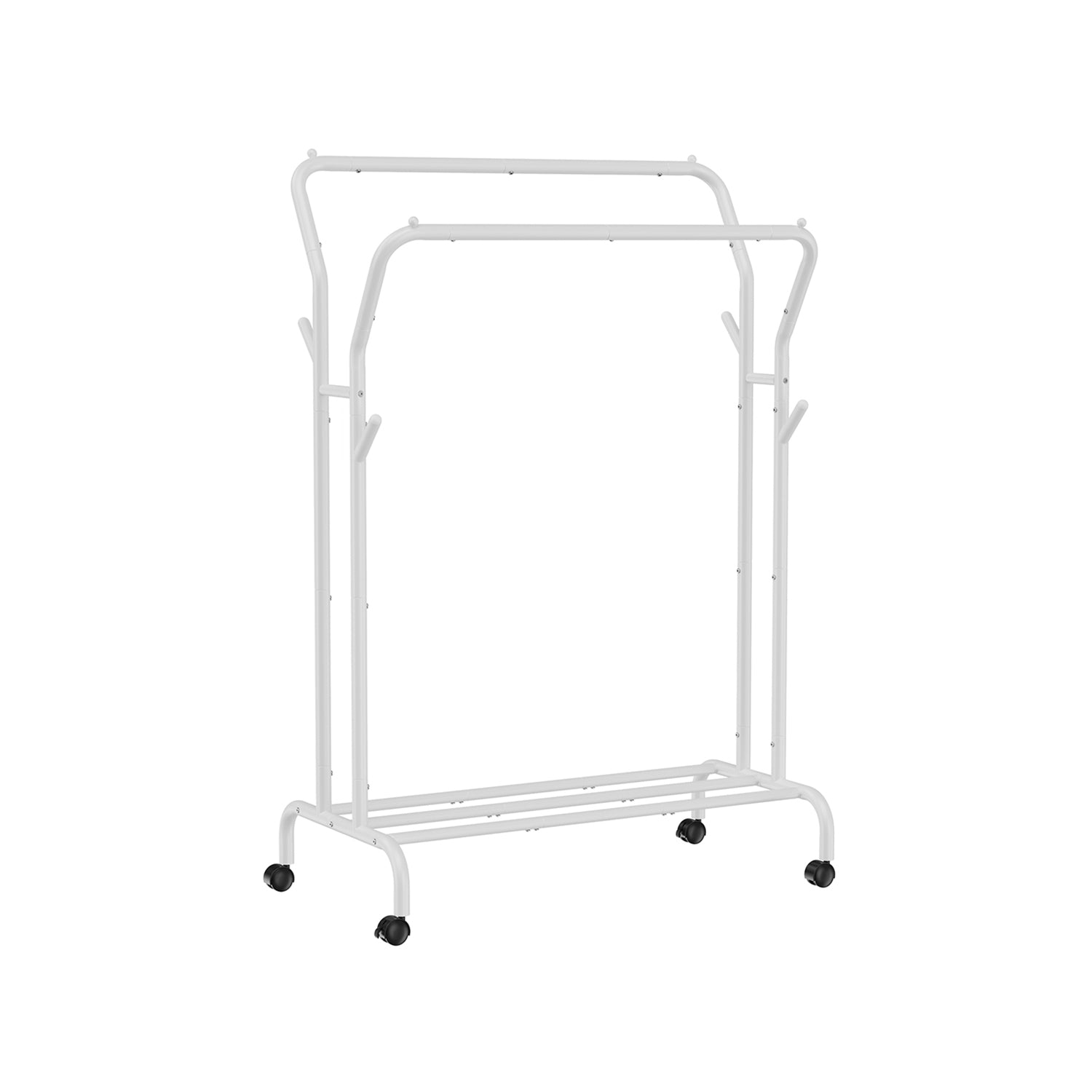 Clothes Rack – Metal – White – Heavy-Duty with Wheels and Shelf, 103.5 cm Wide
