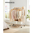 Clothes Rack – Metal – White – Heavy-Duty with Wheels and Shelf, 103.5 cm Wide