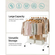 Clothes Rack – Metal – White – Heavy-Duty with Wheels and Shelf, 103.5 cm Wide
