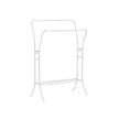Heavy-Duty Double-Rod Clothes Rail – Metal – Cloud White – Portable with Storage Shelf and 6 Hooks