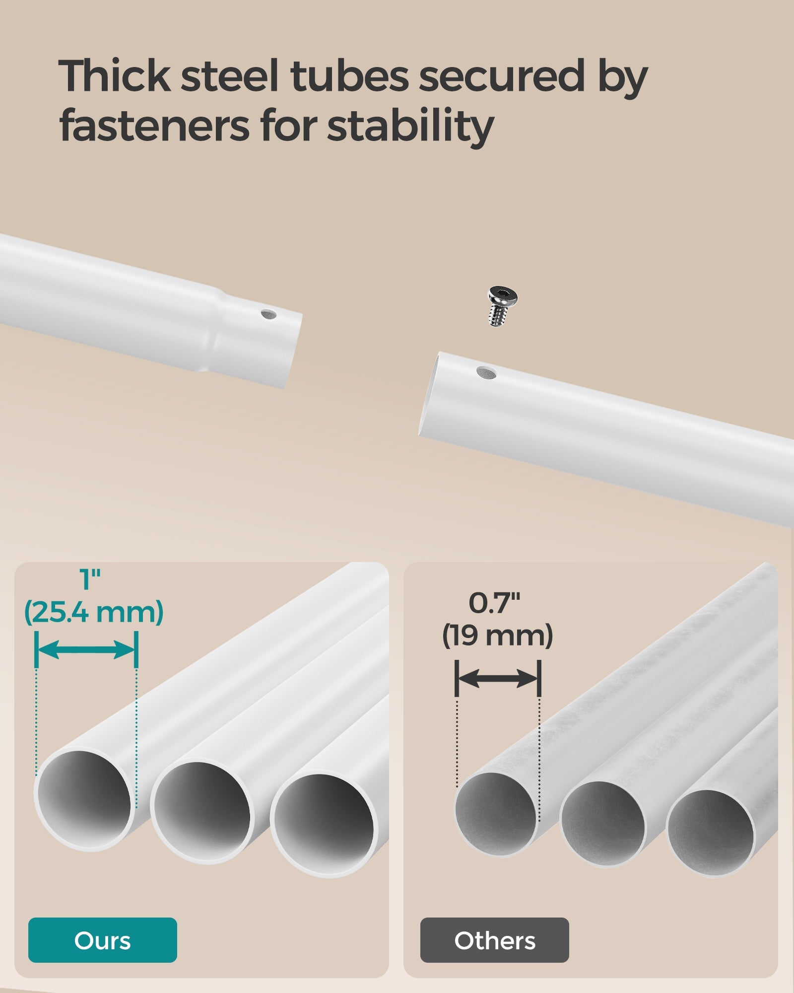 Heavy-Duty Double-Rod Clothes Rail – Metal – Cloud White – Portable with Storage Shelf and 6 Hooks