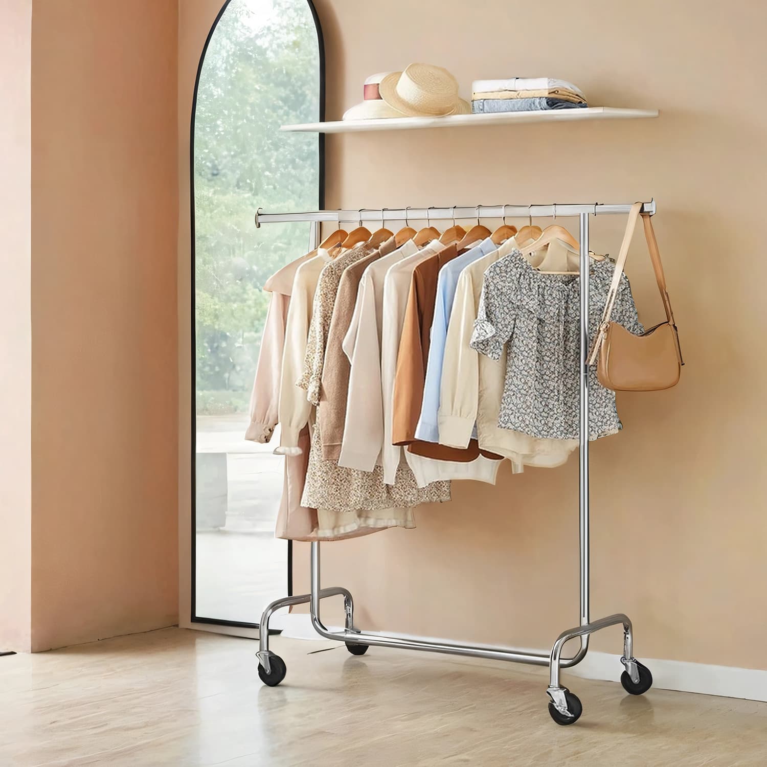 Heavy-Duty Clothes Rack – Metal – Chrome – Extendable with 286.6 lb Load Capacity