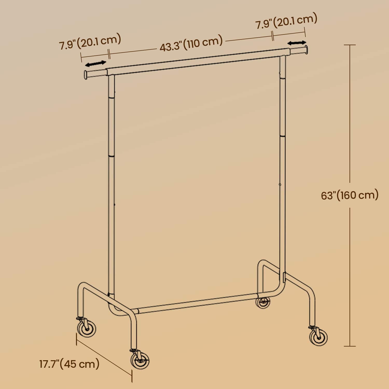 Heavy-Duty Clothes Rack – Metal – Chrome – Extendable with 286.6 lb Load Capacity