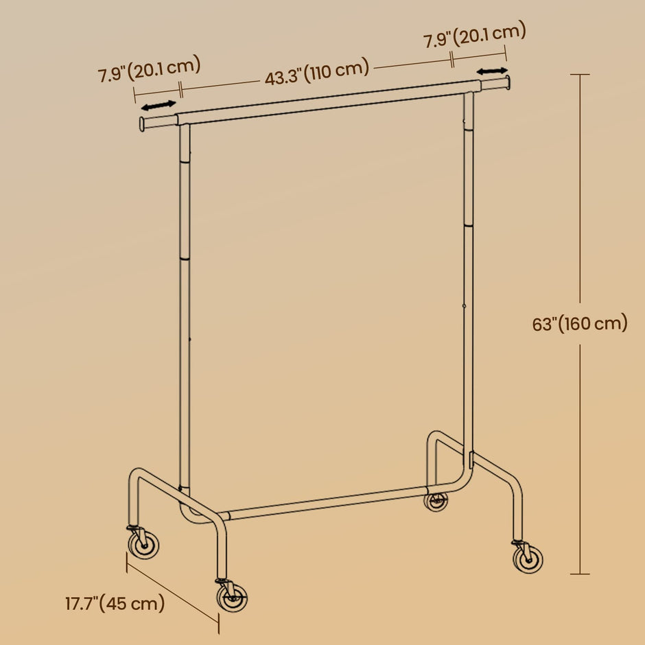 Heavy-Duty Clothes Rack – Metal – Chrome – Extendable with 286.6 lb Load Capacity