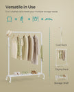 Clothes Rail – Heavy-Duty Metal – Cloud White – Extendable and Collapsible with Wheels
