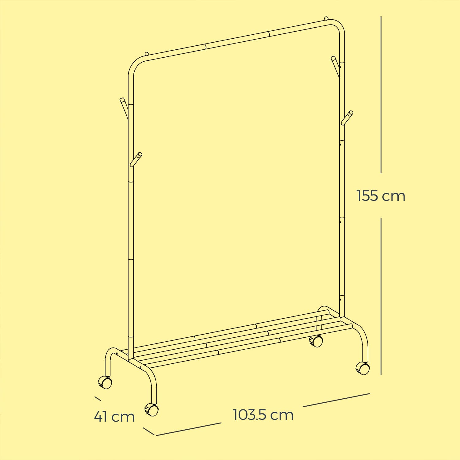 Clothes Rack – Metal – Silver – Heavy-Duty with Wheels and Extendable Hanging Rail, 100 kg Load Capacity