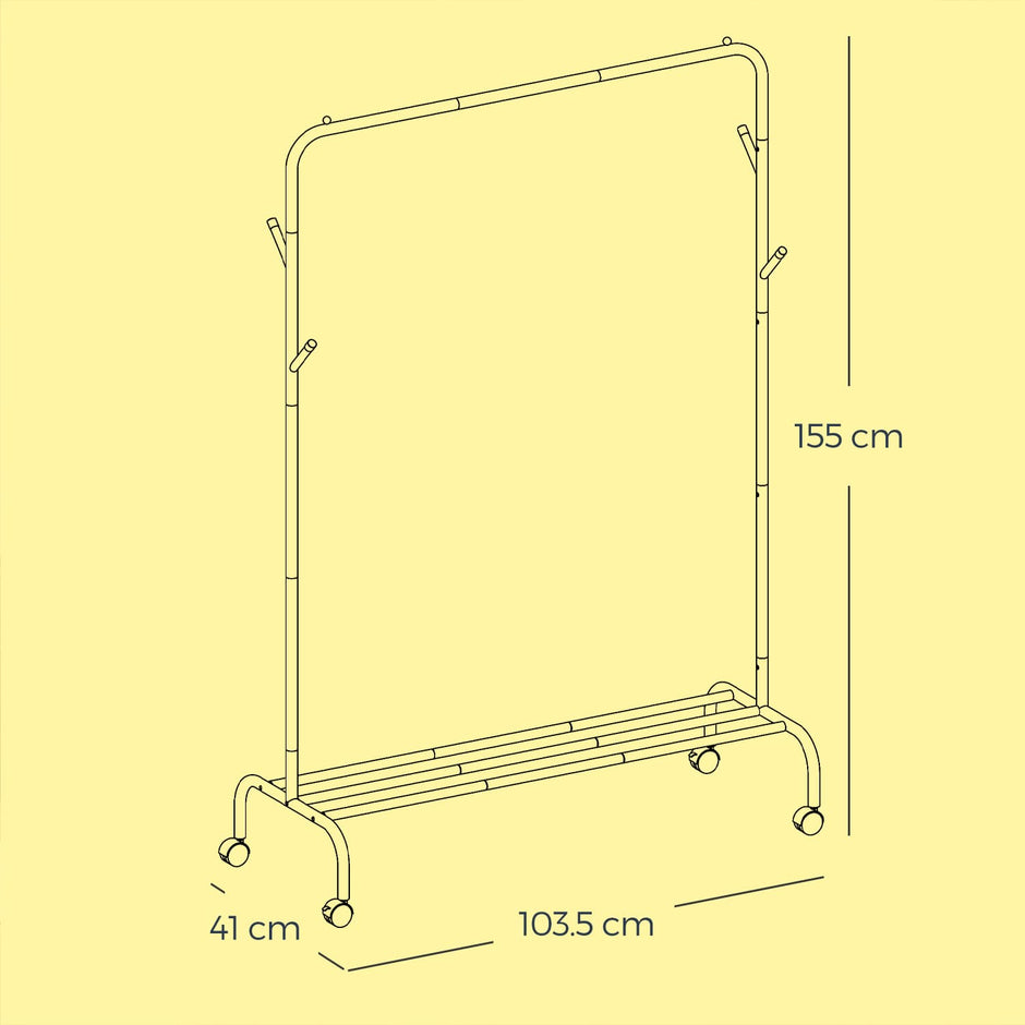 Clothes Rack – Metal – Silver – Heavy-Duty with Wheels and Extendable Hanging Rail, 100 kg Load Capacity