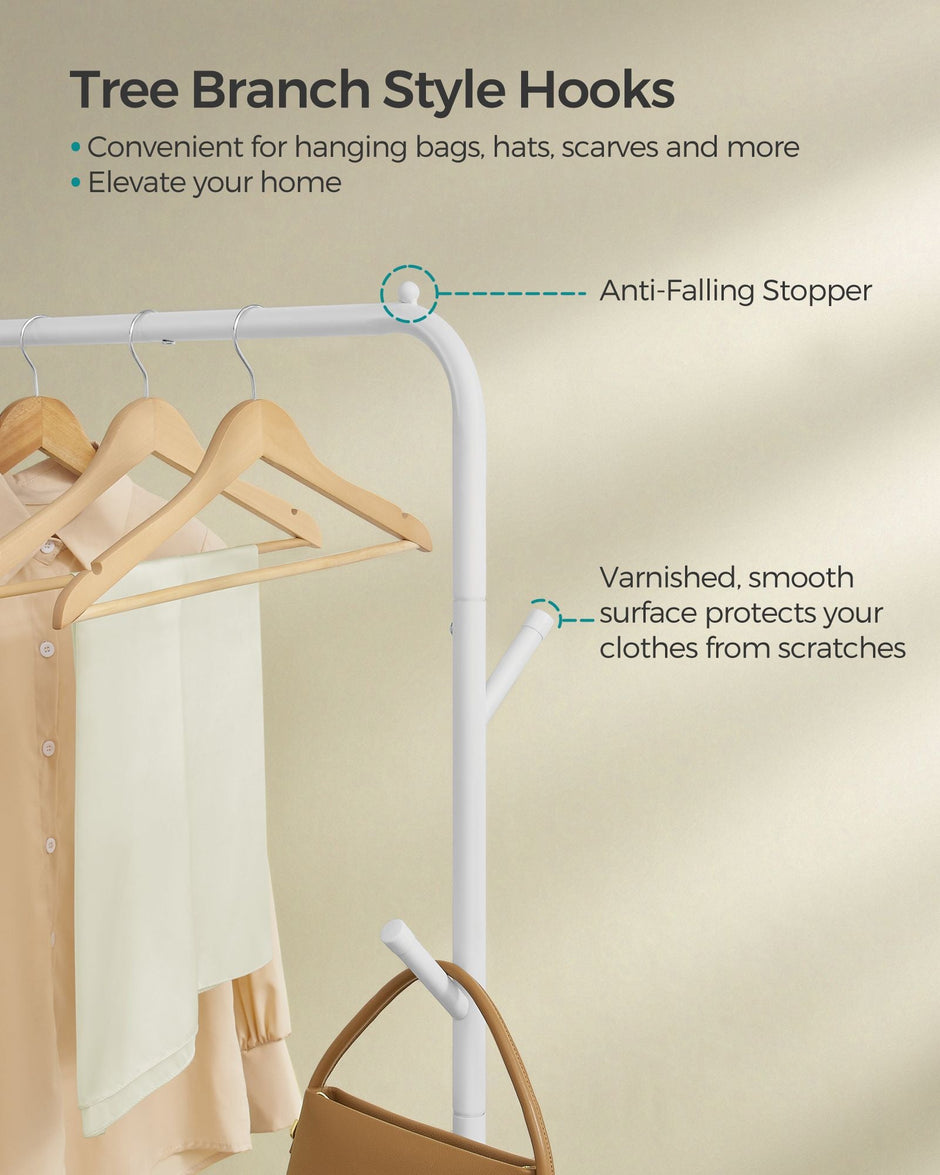 Clothes Rail – Heavy-Duty Metal – Cloud White – Extendable and Collapsible with Wheels