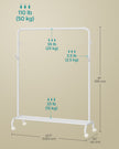 Clothes Rail – Heavy-Duty Metal – Cloud White – Extendable and Collapsible with Wheels
