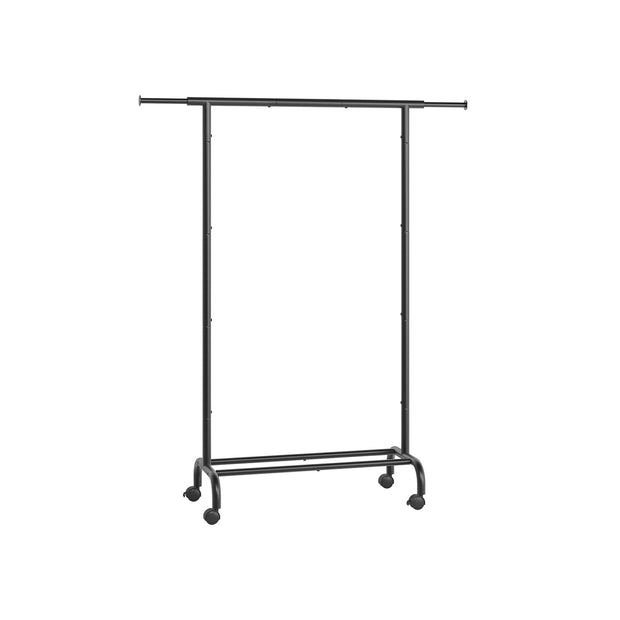 Clothes Rack – Metal – Ink Black – Extendable with Wheels, Max Load 45 kg