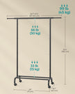 Clothes Rack – Metal – Ink Black – Extendable with Wheels, Max Load 45 kg
