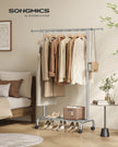Clothes Rack – Metal – Dove Grey – Extendable with Wheels, 45 kg Max Load