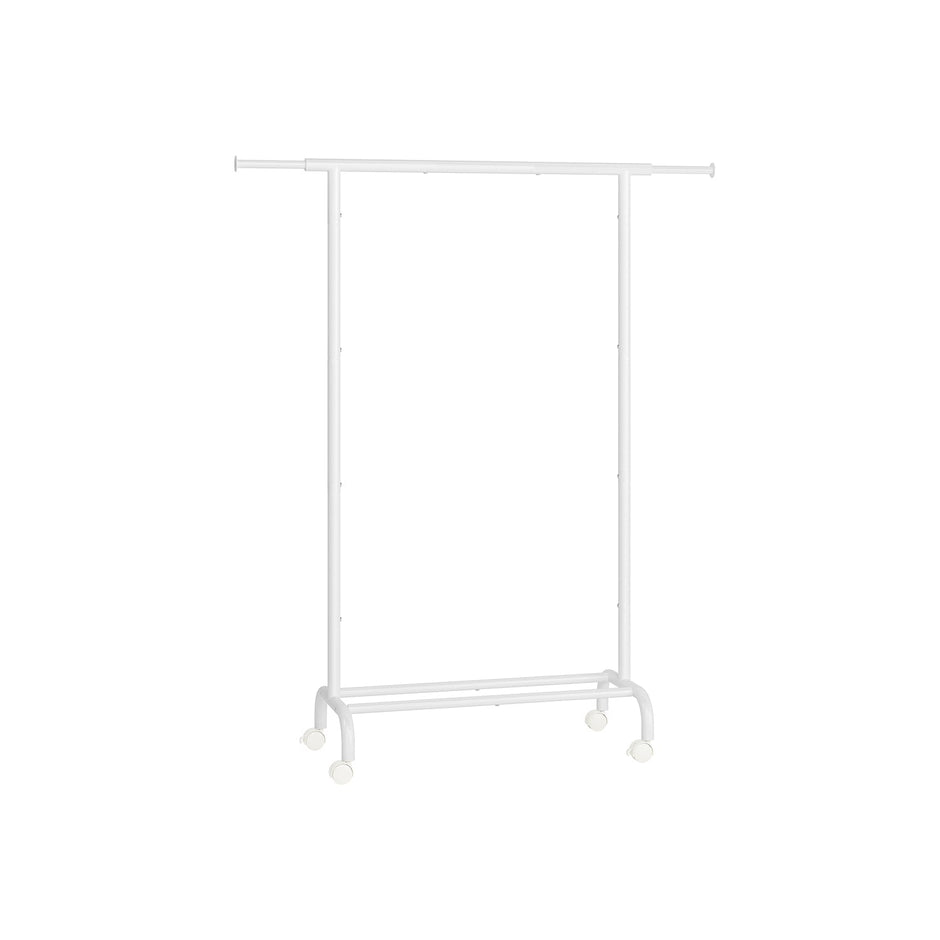 Clothes Rack – Metal – Cloud White – Extendable Hanging Rail with Wheels, 45 kg Capacity