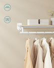 Wall-Mounted Clothing Rack – Wood – Natural Beige and Cloud White – Supports up to 60 kg