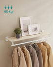 Wall-Mounted Clothing Rack – Wood – Natural Beige and Cloud White – Supports up to 60 kg