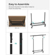 Heavy Duty Mobile Clothes Garment Rack – Chrome – Extendable and Collapsible Design – 90 kg Load Capacity with Wheels