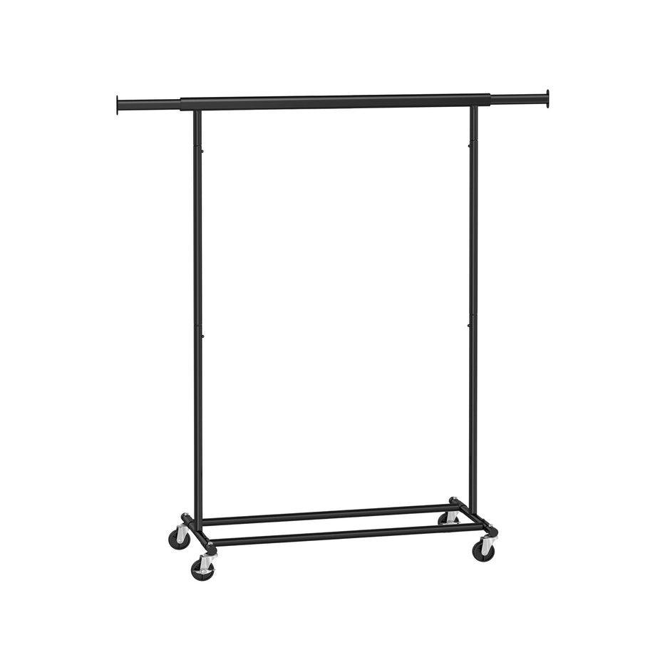 Heavy Duty Mobile Clothes Garment Rack – Chrome – Extendable and Collapsible Design – 90 kg Load Capacity with Wheels
