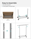Heavy Duty Clothes Rack – Chrome – Extendable and Collapsible – 90 kg Load Capacity with Wheels