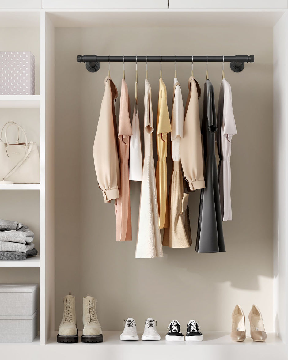 Wall-Mounted Clothes Rail – Steel – Black – 60 kg Load Capacity, Space-Saving Design