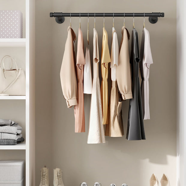 Wall-Mounted Clothes Rail – Steel – Black – 60 kg Load Capacity, Space-Saving Design