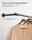 Wall-Mounted Clothes Rail – Steel – Black – 60 kg Load Capacity, Space-Saving Design