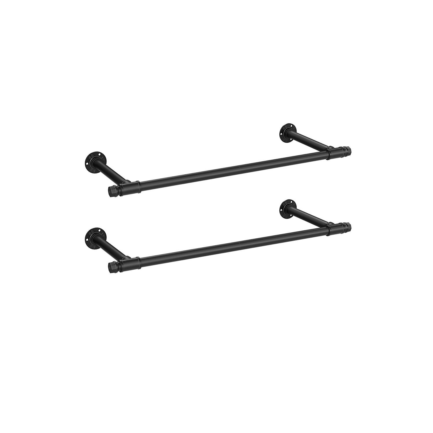 Set of 2 Wall-Mounted Clothes Rails – Steel – Black – Industrial Design, 60 kg Load Capacity