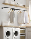 Set of 2 Wall-Mounted Clothes Rails – Steel – Black – Industrial Design, 60 kg Load Capacity