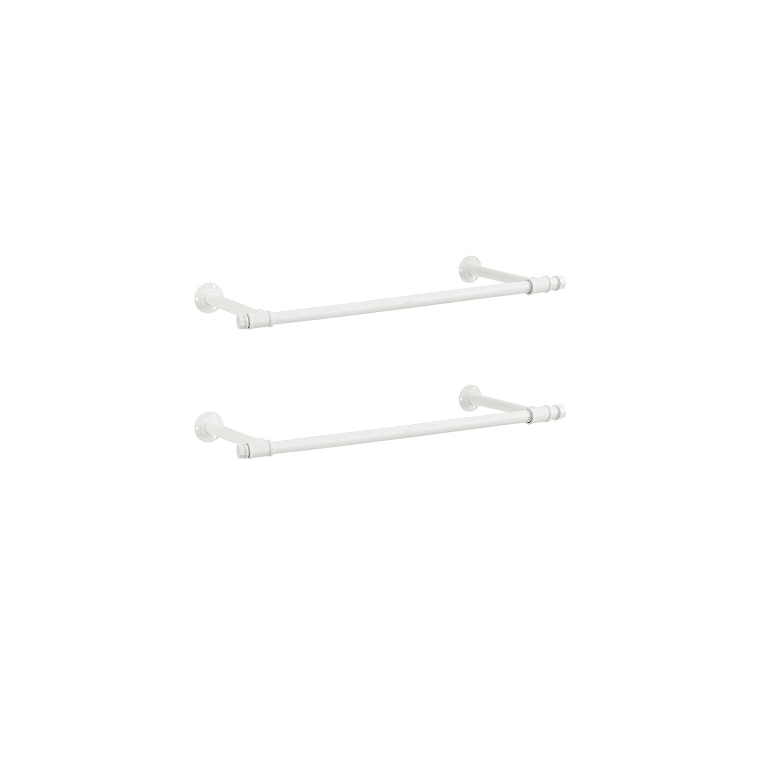 Set of 2 Wall-Mounted Clothes Rails – Steel – Cloud White – Industrial Space-Saving Design
