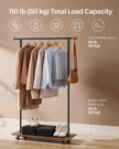 Portable Clothes Rack – Metal – Rustic Brown and Ink Black – with Storage Shelf and Wheels
