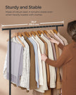 Portable Clothes Rack – Metal – Rustic Brown and Ink Black – with Storage Shelf and Wheels