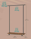 Portable Clothes Rack – Metal – Rustic Brown and Ink Black – with Storage Shelf and Wheels
