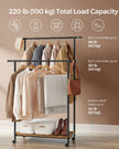 Double-Rod Clothes Rack – Metal – Rustic Brown and Ink Black – Portable with Storage Shelf, Supports up to 100 kg