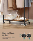 Double-Rod Clothes Rack – Metal – Rustic Brown and Ink Black – Portable with Storage Shelf, Supports up to 100 kg
