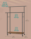 Double-Rod Clothes Rack – Metal – Rustic Brown and Ink Black – Portable with Storage Shelf, Supports up to 100 kg