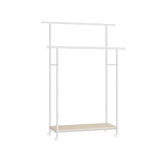 Double-Rod Clothes Rack – Metal – Rustic Brown and Ink Black – Portable with Storage Shelf, Supports up to 100 kg