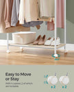 Double-Rod Clothes Rack – Metal – Cloud White and Natural Beige – Portable with Storage Shelf, Supports up to 100 kg