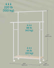 Double-Rod Clothes Rack – Metal – Cloud White and Natural Beige – Portable with Storage Shelf, Supports up to 100 kg