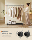 Portable Clothes Rack – Metal – Ink Black – Features 1 Clothes Hanging Rail and Matchstick-Shaped Hooks