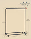 Portable Clothes Rack – Metal – Ink Black – Features 1 Clothes Hanging Rail and Matchstick-Shaped Hooks