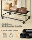 Portable Clothes Rail – Metal – Ink Black – Dual Hanging Rails with Fabric Shelf and Storage Bag