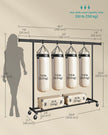 Heavy Duty Portable Clothes Rack – Metal – Black – Extendable Rail up to 150 kg Capacity